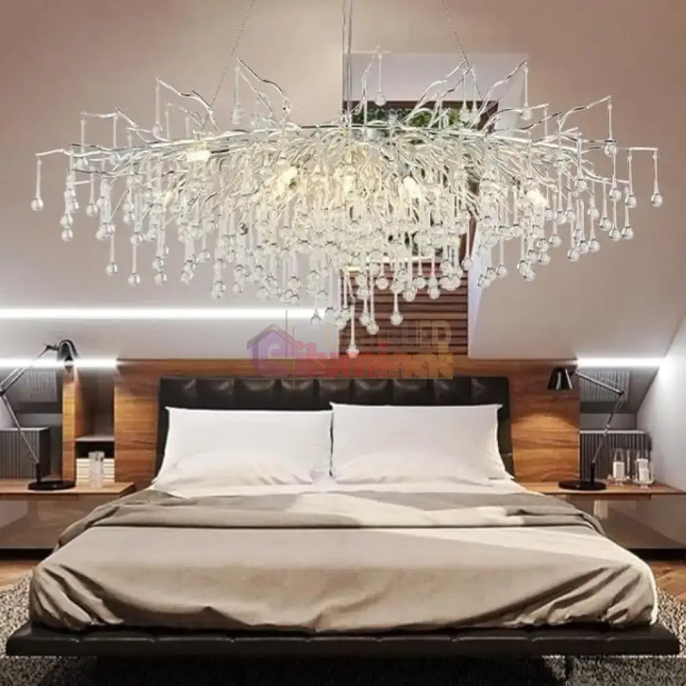 Candelabru Cristal LUXURY SILVER Tears 120x60cm lustreled.ro