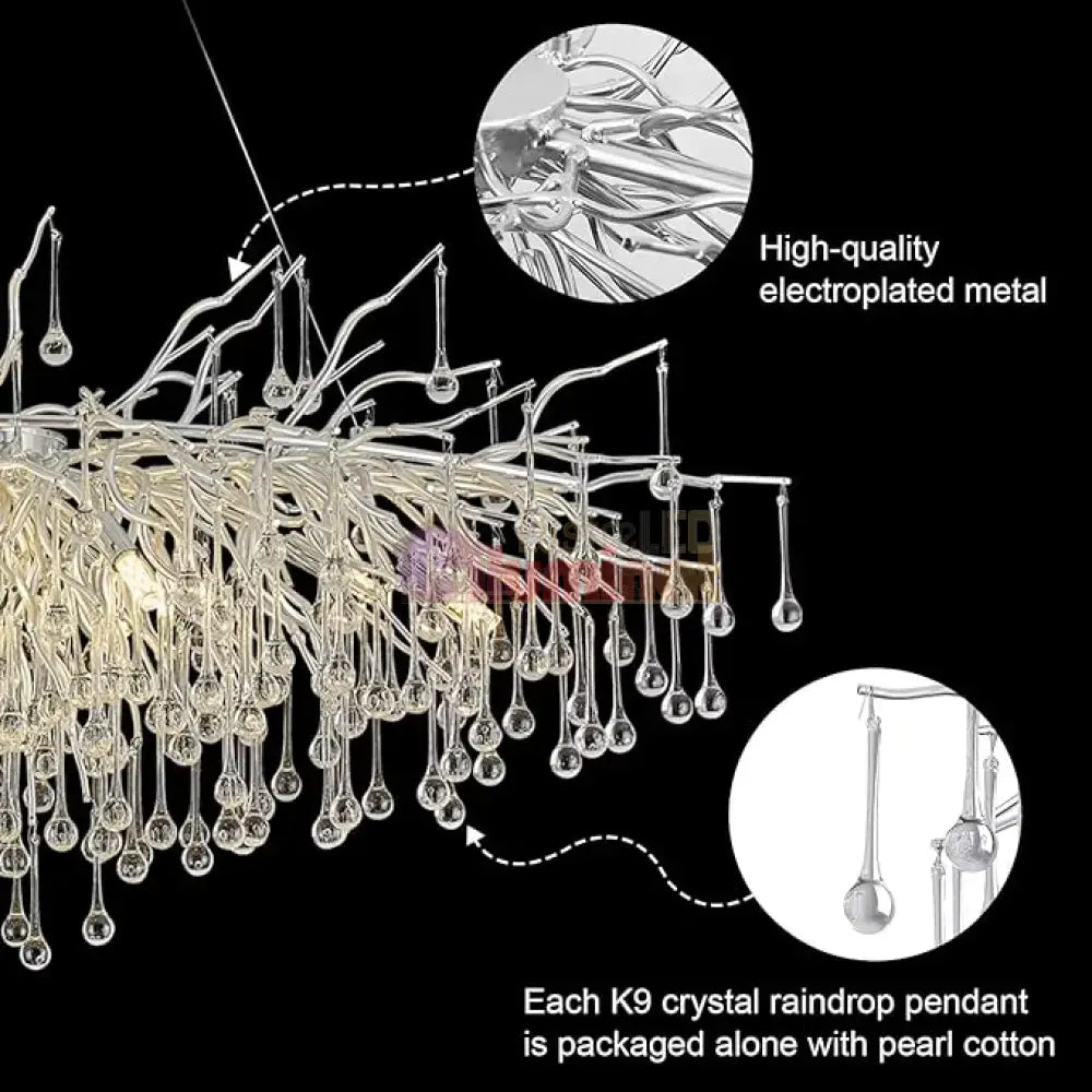 Candelabru Cristal LUXURY SILVER Tears 120x60cm lustreled.ro