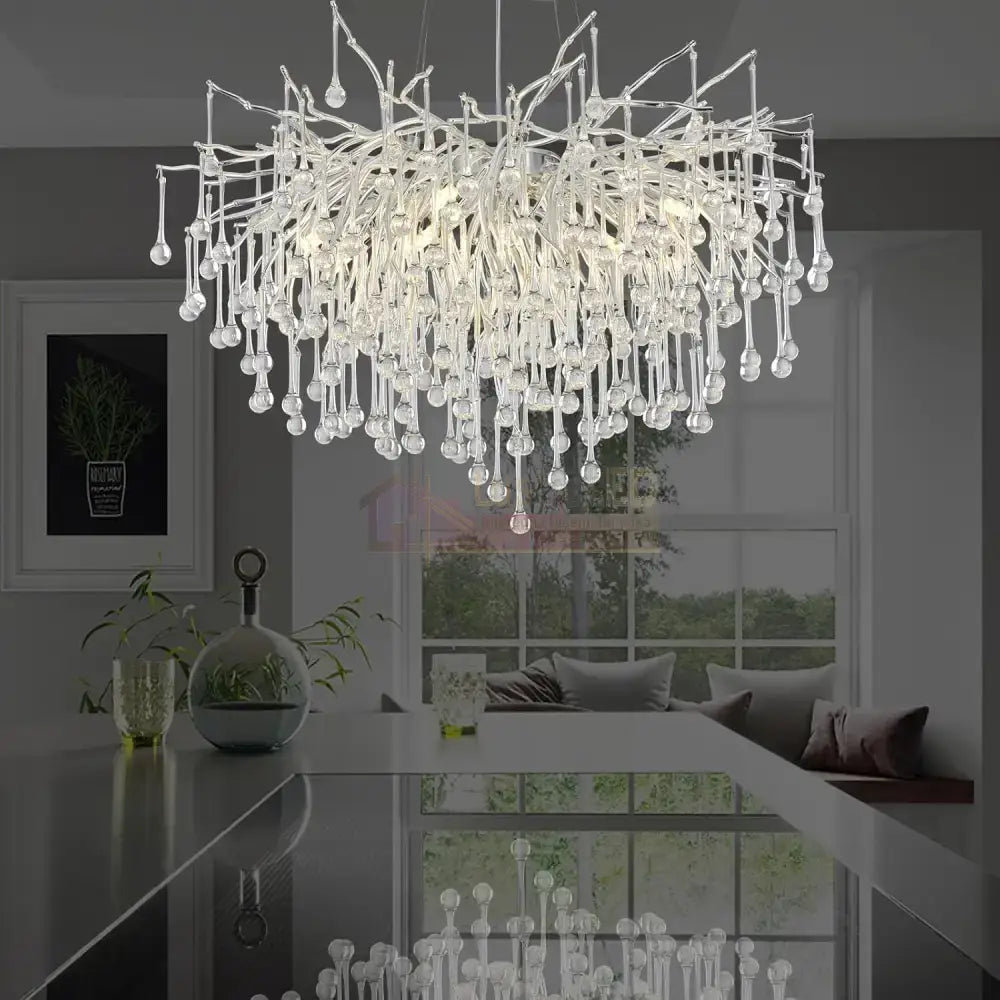 Candelabru Cristal LUXURY Silver Tears 60CM ARGINTIE / 60CM / LUXURY Chandeliers Crystal