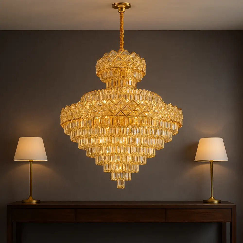 Candelabru Cristal Malli Gold Grande Luxury 80x110CM lustreled.ro