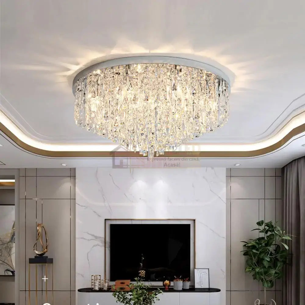 Candelabru Cristal MARY Silver 50cm Telecomanda ARGINTIE / 50CM / CRISTAL Chandeliers