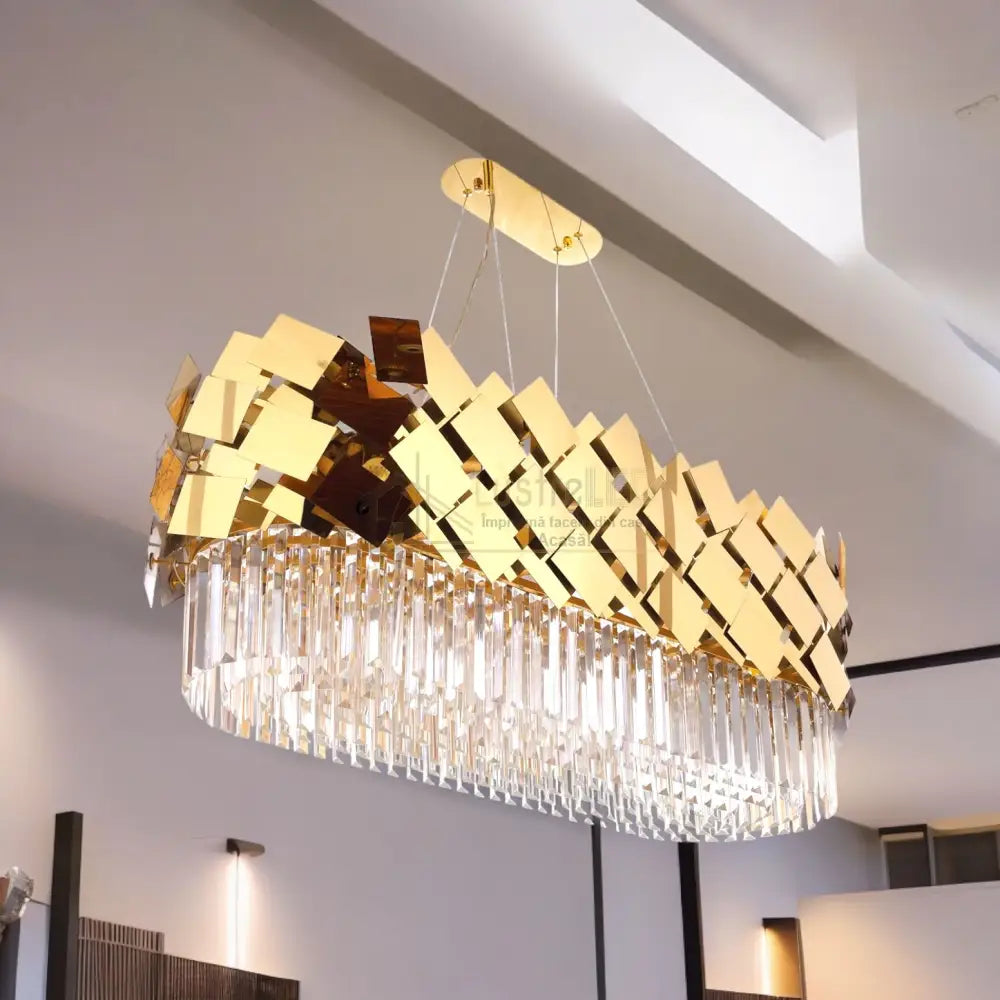 Candelabru Cristal Modern Troy 80X30Cm Golden Chrome Chandeliers Crystal