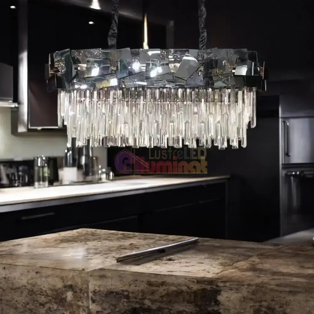Candelabru Cristal Modern Troy 8743-80x30cm Negru Lucios lustreled.ro