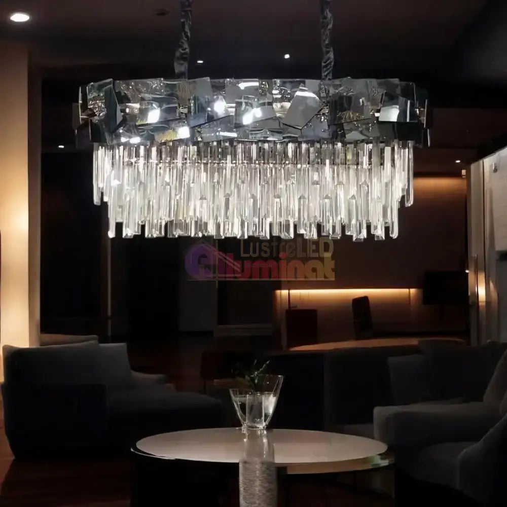 Candelabru Cristal Modern Troy 8743-80x30cm Negru Lucios lustreled.ro