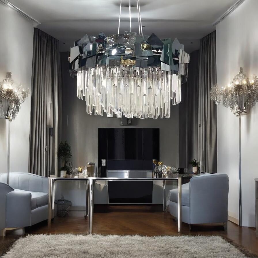 Candelabru Cristal Modern Troy Negru Lucios