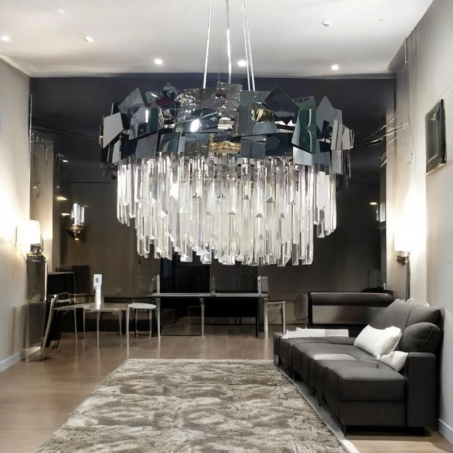 Candelabru Cristal Modern Troy Negru Lucios