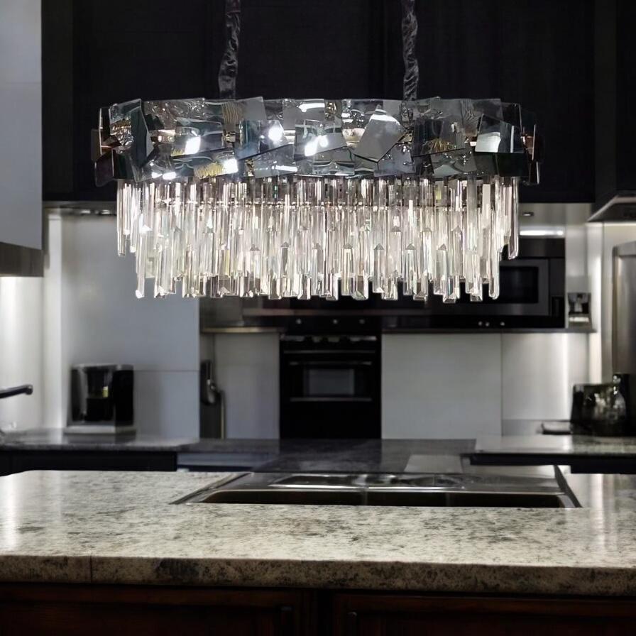 Candelabru Cristal Modern Troy 80x30cm Negru Lucios