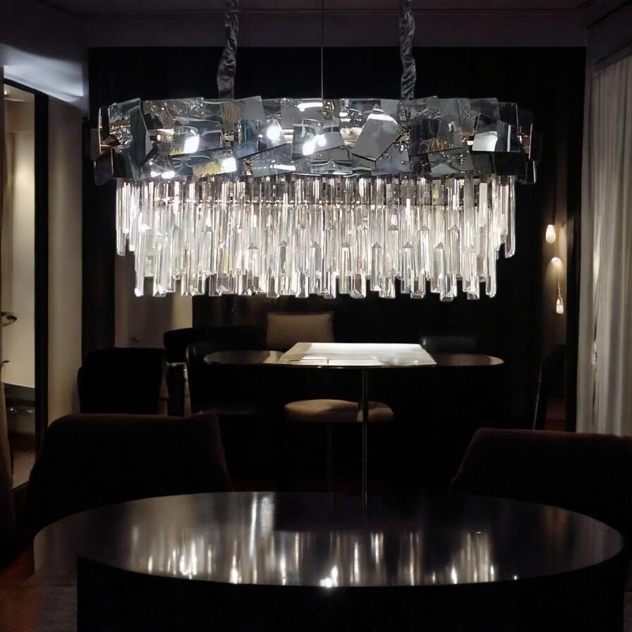 Candelabru Cristal Modern Troy 80x30cm Negru Lucios