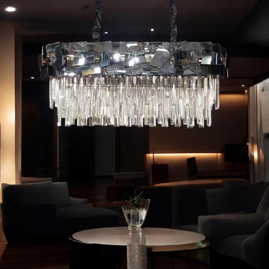 Candelabru Cristal Modern Troy 80x30cm Negru Lucios