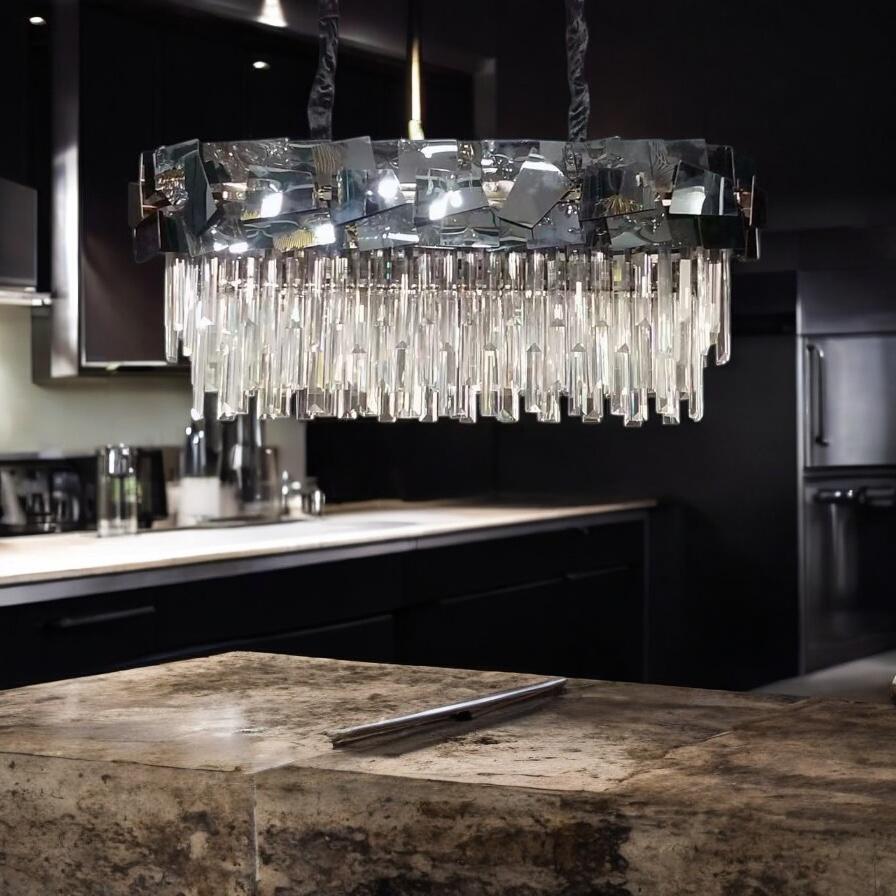 Candelabru Cristal Modern Troy 80x30cm Negru Lucios