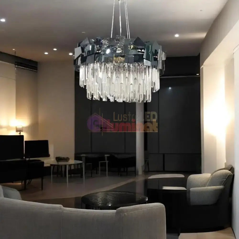 Candelabru Cristal Modern Troy Negru Lucios lustreled.ro