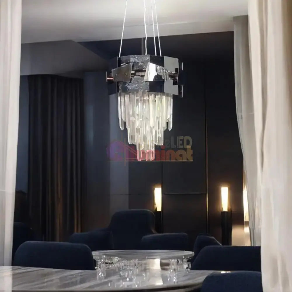 Candelabru Cristal Modern Troy Negru Lucios lustreled.ro
