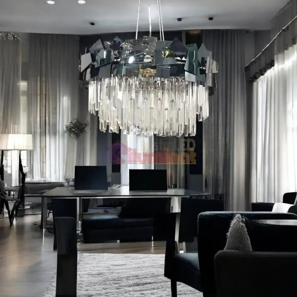 Candelabru Cristal Modern Troy Negru Lucios lustreled.ro