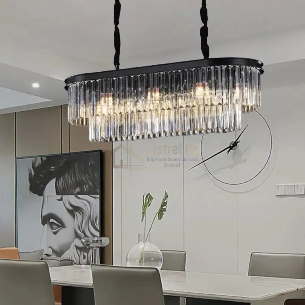 Candelabru Cristal SMOKY BLACK/GREY 800x300mm lustreled.ro