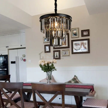 Candelabru Cristal SMOKY BLACK/GREY ROUND 400mm