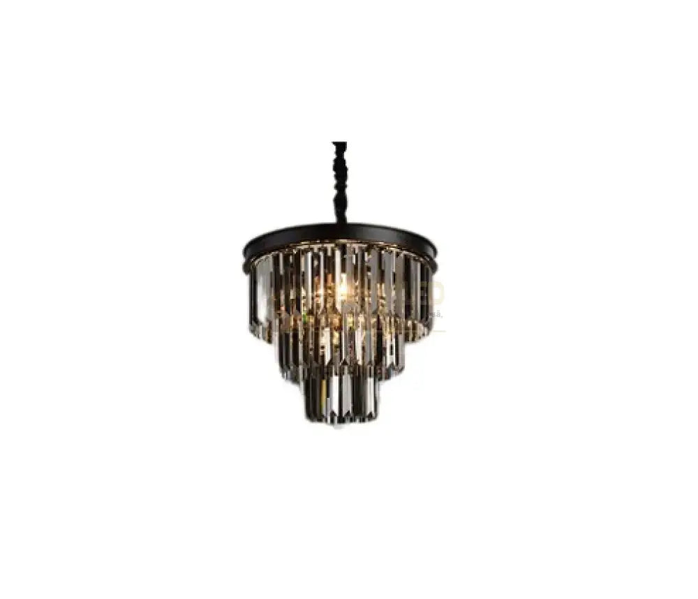 Candelabru Cristal SMOKY BLACK/GREY ROUND 400mm lustreled.ro