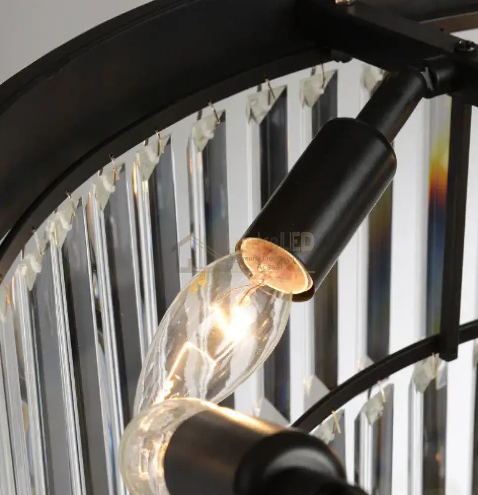 Candelabru Cristal SMOKY BLACK/GREY ROUND 400mm lustreled.ro