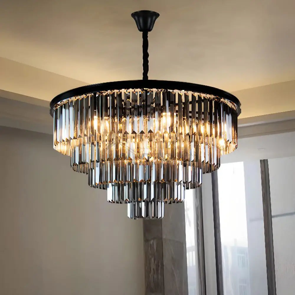 Candelabru Cristal SMOKY BLACK/GREY ROUND 600mm lustreled.ro