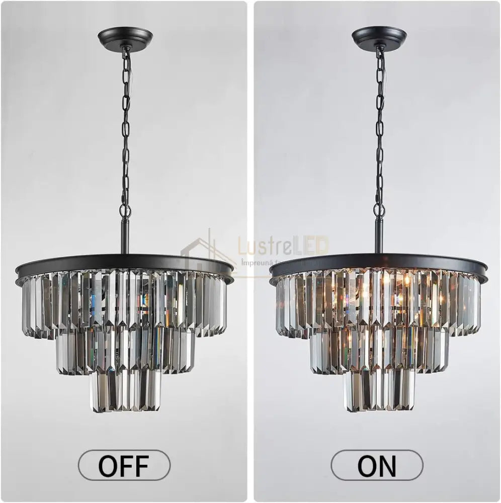 Candelabru Cristal SMOKY BLACK ROUND 400mm NEAGRA / 40CM / CRISTAL Chandeliers Crystal