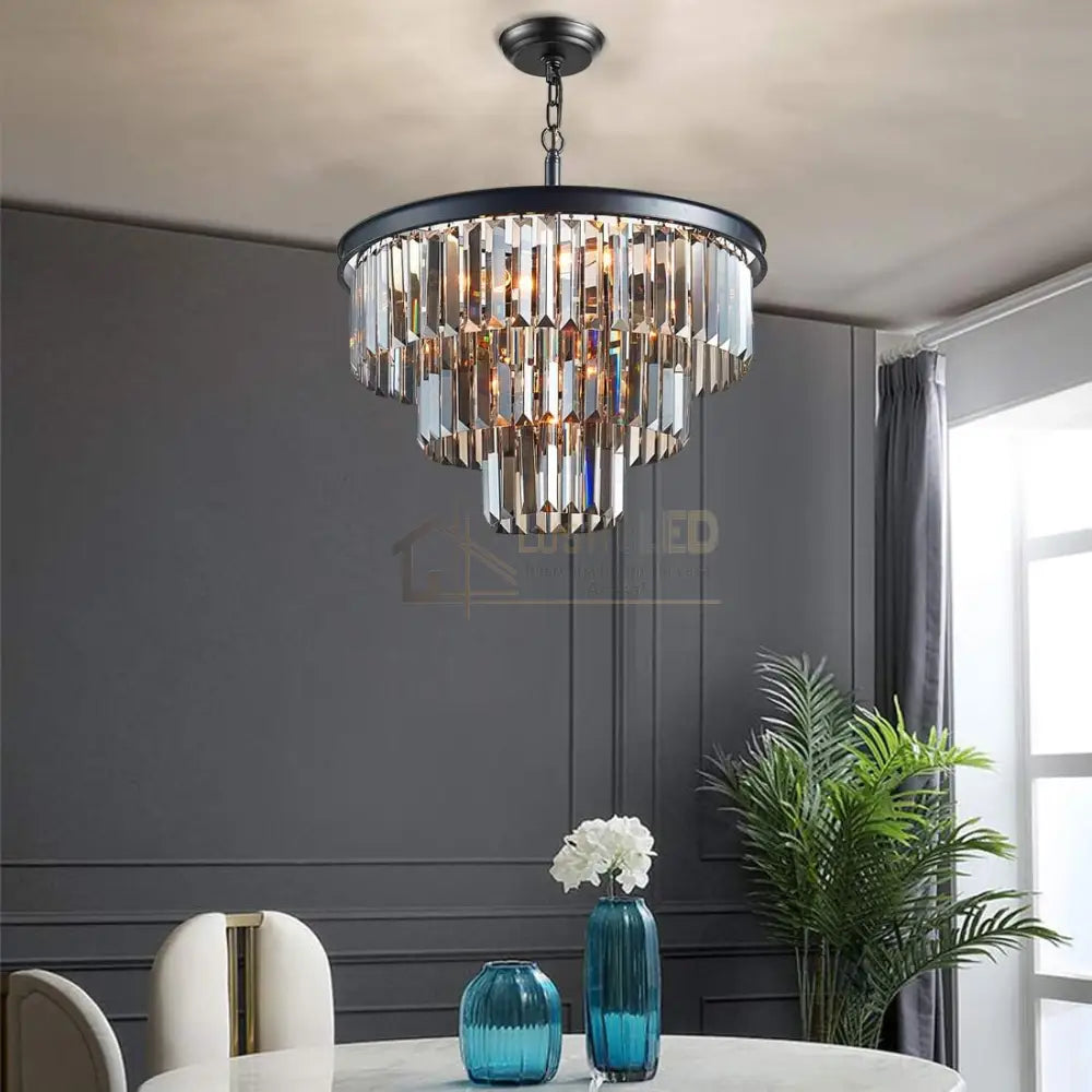 Candelabru Cristal SMOKY BLACK ROUND 600mm NEAGRA / 60CM / CRISTAL Chandeliers Crystal
