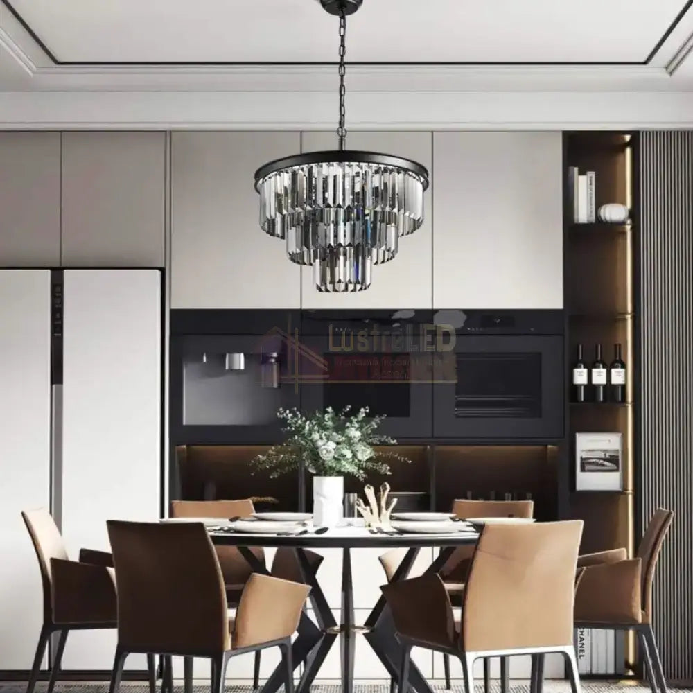Candelabru Cristal SMOKY BLACK ROUND 600mm NEGRU + GRI / 60CM / CRISTAL Chandeliers Crystal