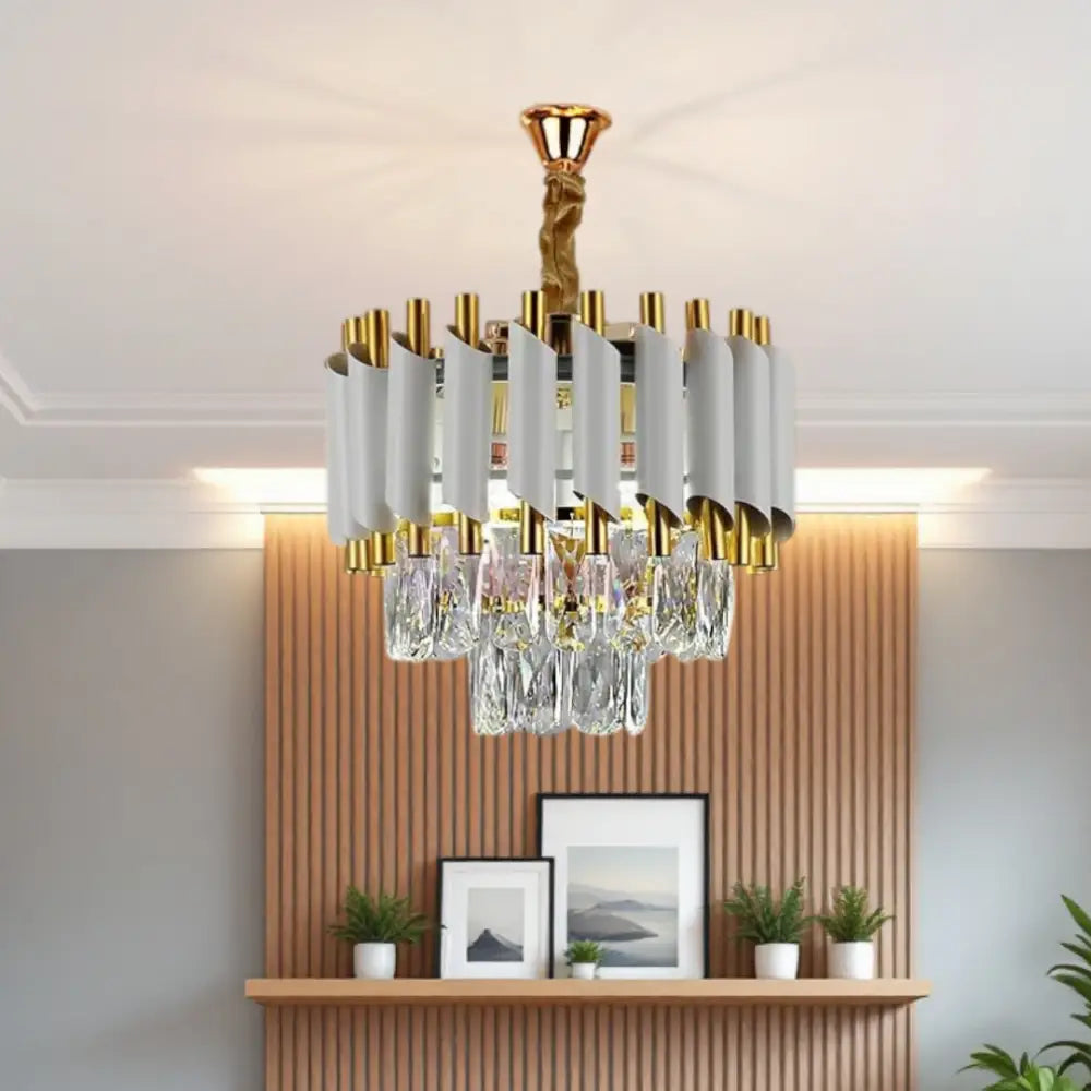 Candelabru Cristal 300mm WHITE PANTHER 8801/300 ALB + AURIU / CRISTAL / 30CM Chandeliers Crystal