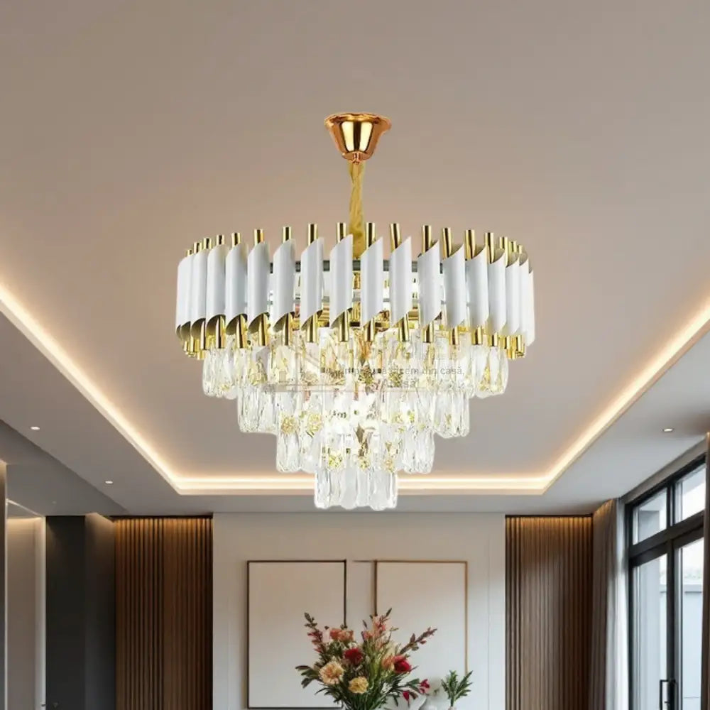 Candelabru Cristal 400MM WHITE PANTHER 8801/400 ALB + AURIU / CRISTAL / 40CM Chandeliers Crystal