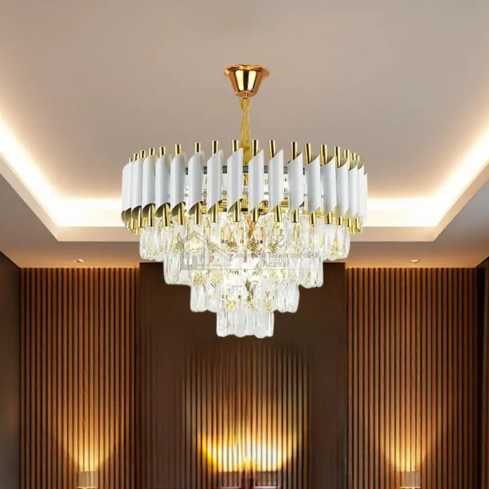 Candelabru Cristal 400MM WHITE PANTHER 8801/400 ALB + AURIU / CRISTAL / 40CM Chandeliers Crystal