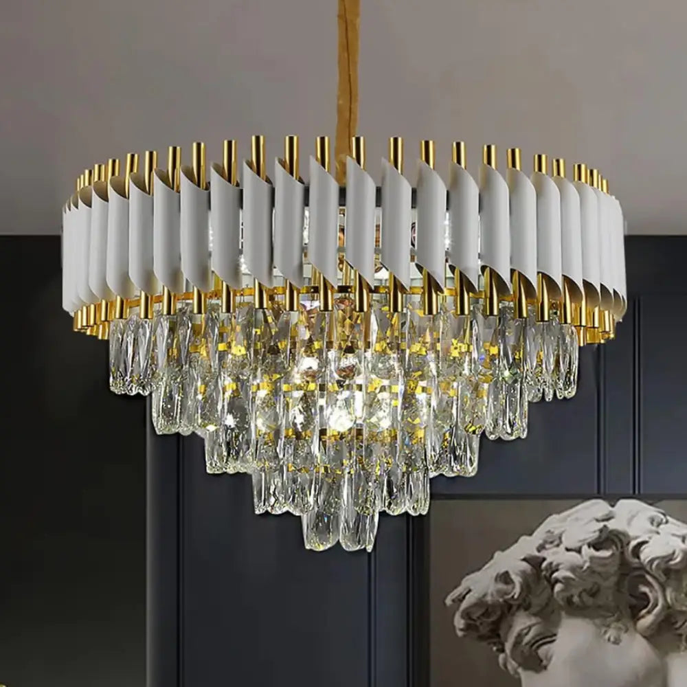 Candelabru Cristal 500mm WHITE PANTHER 8801/500 ALB + AURIU / 50CM / CRISTAL Chandeliers Crystal