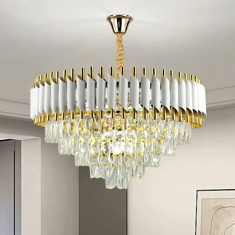 Candelabru Cristal 750MM WHITE PANTHER 8801/750 ALB + AURIU / 75CM / CRISTAL Chandeliers Crystal