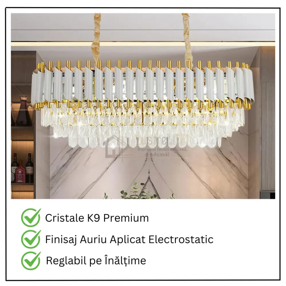 Candelabru Cristal 800MM WHITE PANTHER 8801/800 ALB + AURIU / 80X30CM / CRISTAL Chandeliers Crystal