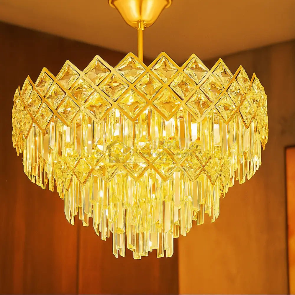 Candelabru Cristal Yanni Gold Deluxe Double Level lustreled.ro