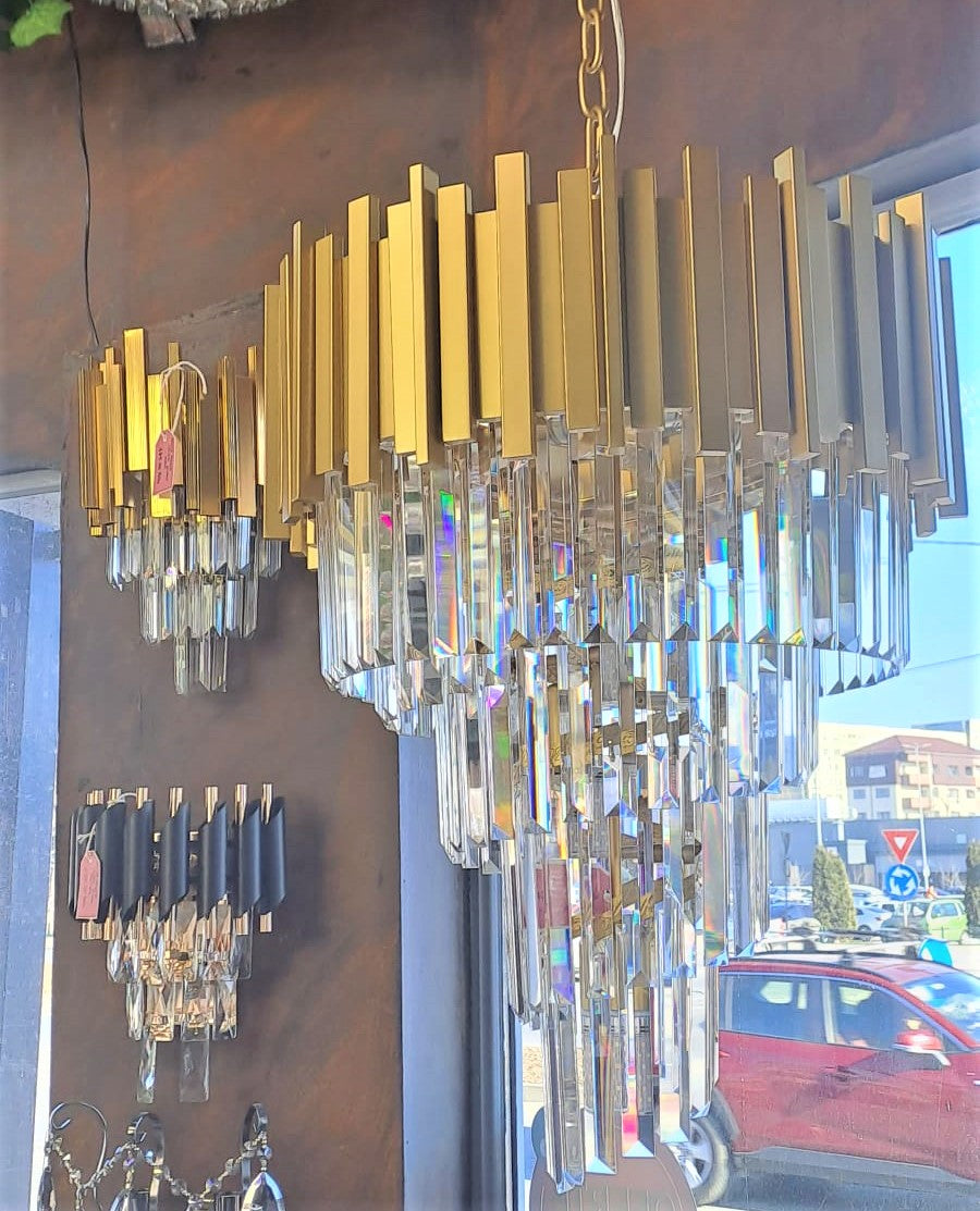 Candelabru Cristal GOLDEN MAXI RAIN 500mm