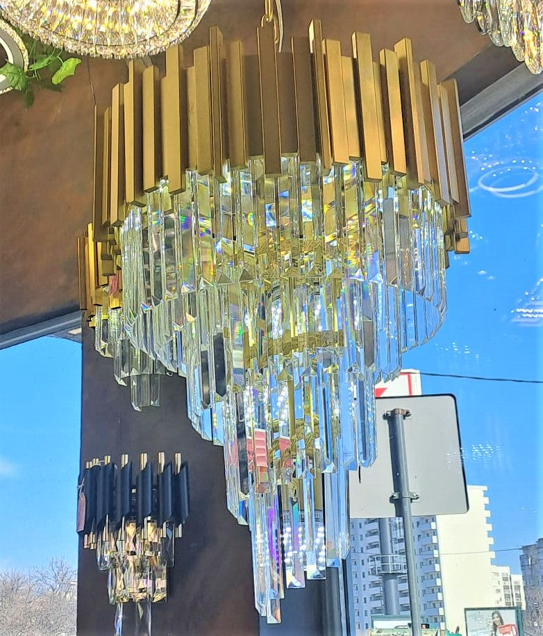 Candelabru Cristal GOLDEN MAXI RAIN 500mm