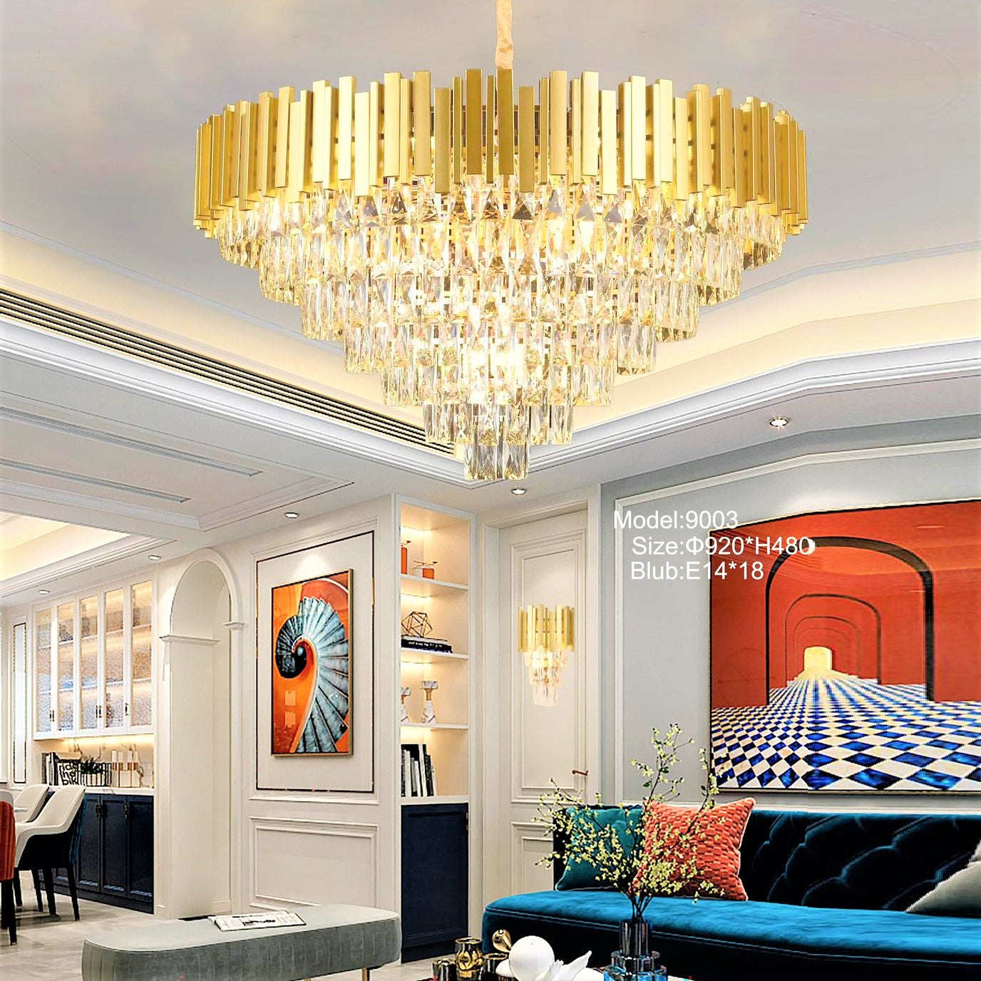 Candelabru Cristal GOLDEN MAXI 920mm