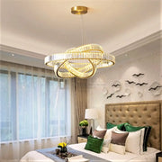 Candelabru Led 100W Cristal Royal Gold 3 Segmente Telecomanda Chandeliers Crystal
