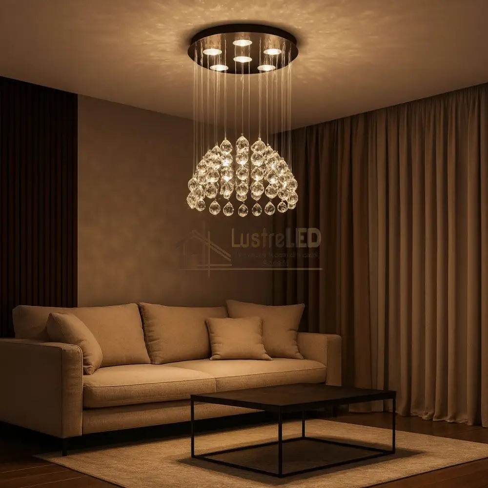 Candelabru LED Cristal Crysta 7x5W Silver 50CM Echivalent 300W ARGINTIE / CRISTAL Chandeliers Crystal