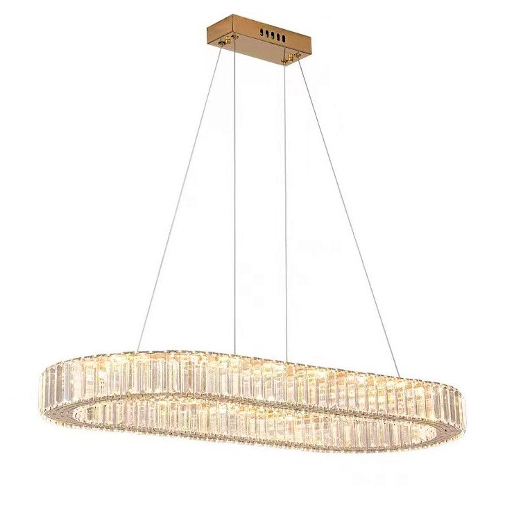 Lustra LED 64W Cristal 1 Segment OVAL GOLD Telecomanda