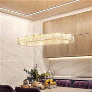 Lustra LED 64W Cristal 1 Segment OVAL GOLD Telecomanda