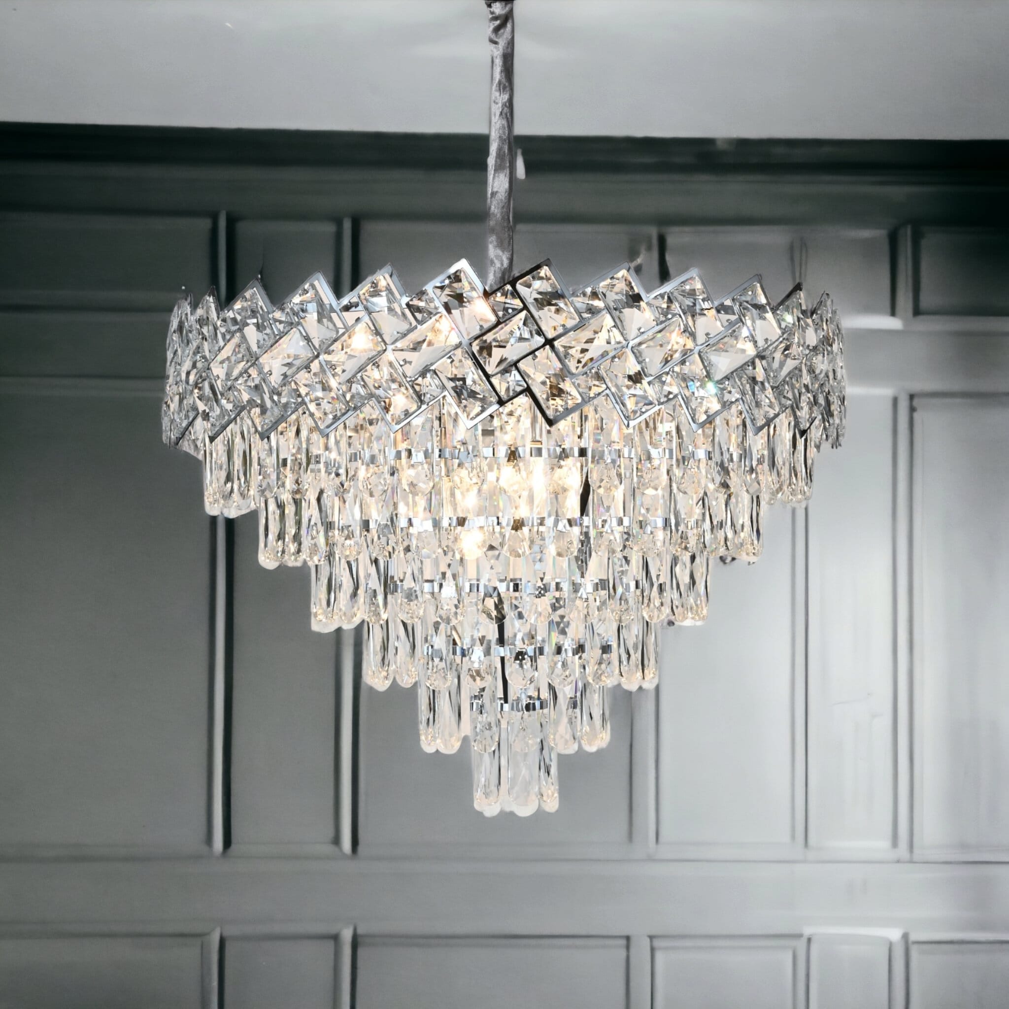 Candelabru Cristal Malli Silver 60cm