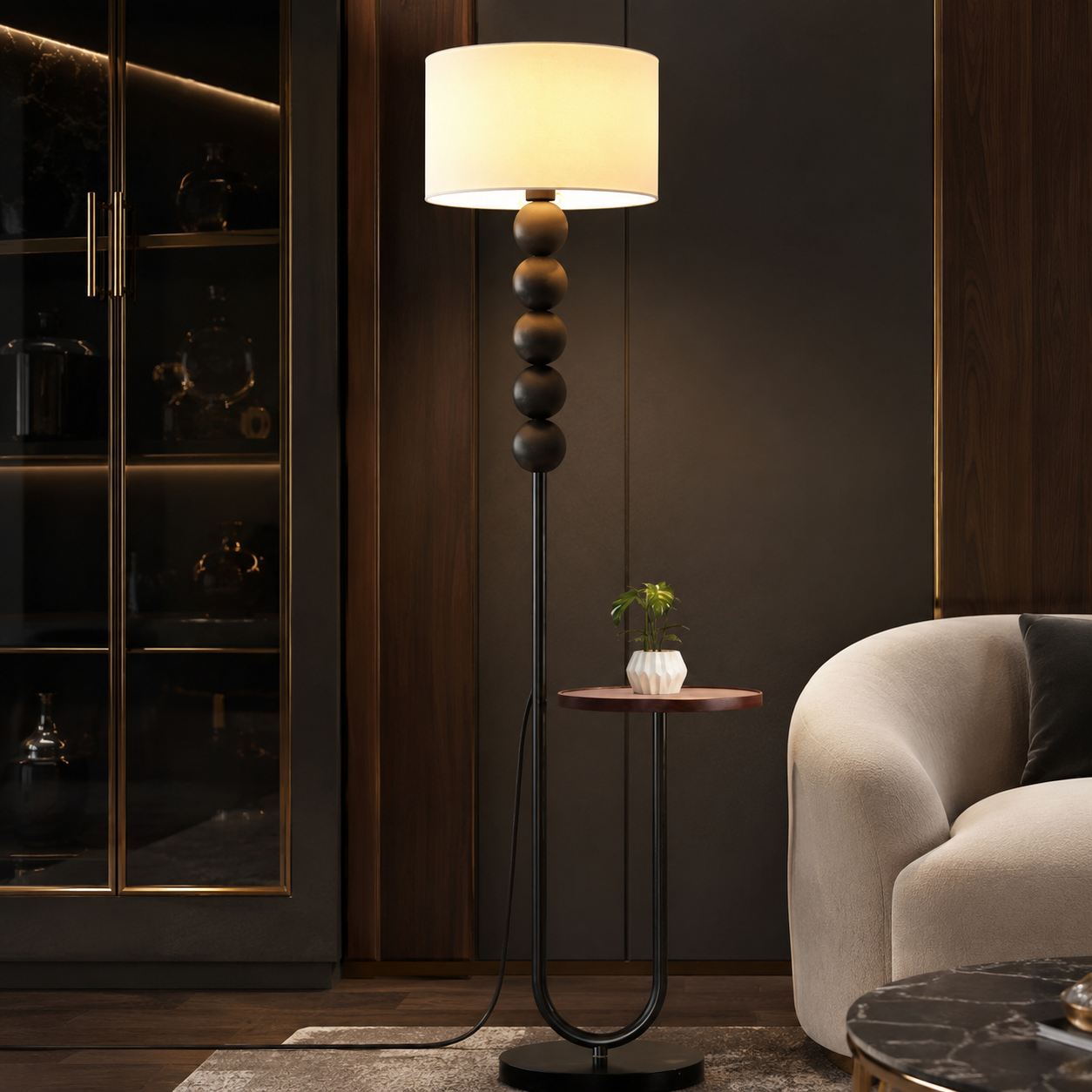Lampadar BILBAO Black&White Cu Masuta 160CM