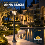 Stalp de Gradina 182CM ANNA Fumagalli Black 8.5W IP55 Echivalent 75W