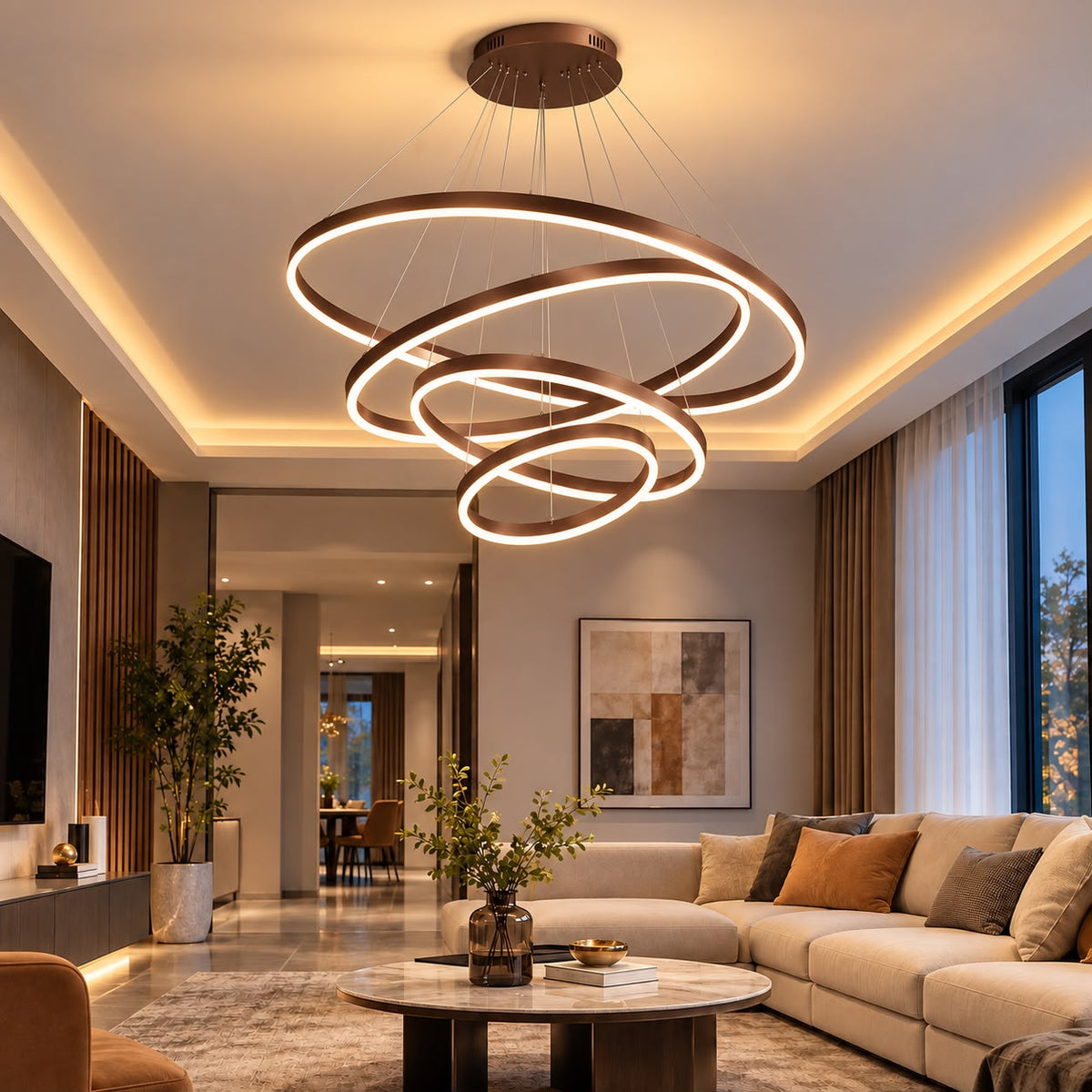 Lustra LED 288W WONDERLAND Brown 4 Segmente Echivalent 1000W