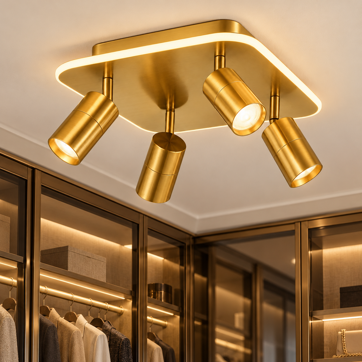 Lustra LED cu Spoturi 78W Gold GLOW Echivalent 400W