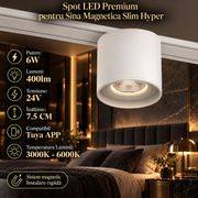 Spot LED Magnetic Rotund Premium Hyper White 6W | ⌀8CM | 24V | 3 Tipuri de Lumina
