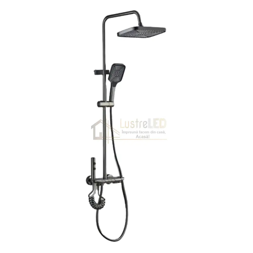 Coloana de Dus 4 Functii Gri Antracit cu Polita din Sticla