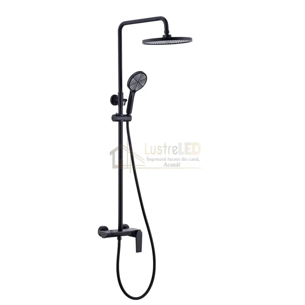 Coloana de Dus Negru Mat 3 Functii Alama si Inox