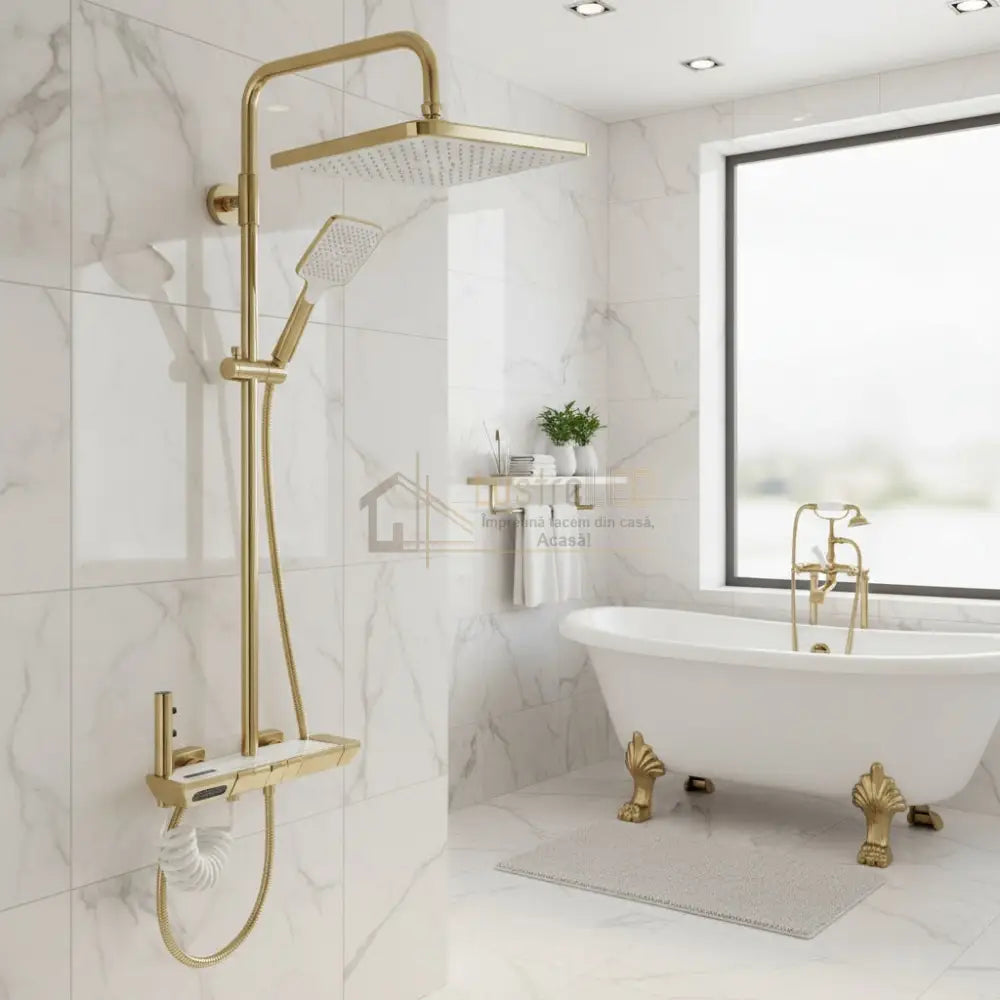 Coloana de Dus Premium Auriu Mat Comenzi Piano