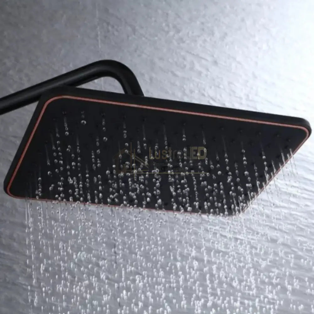 Coloana de Dus Premium Negru Antichizat cu Insertii Cupru 3 Functii