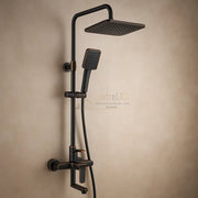 Coloana de Dus Premium Negru Antichizat cu Insertii Cupru 3 Functii